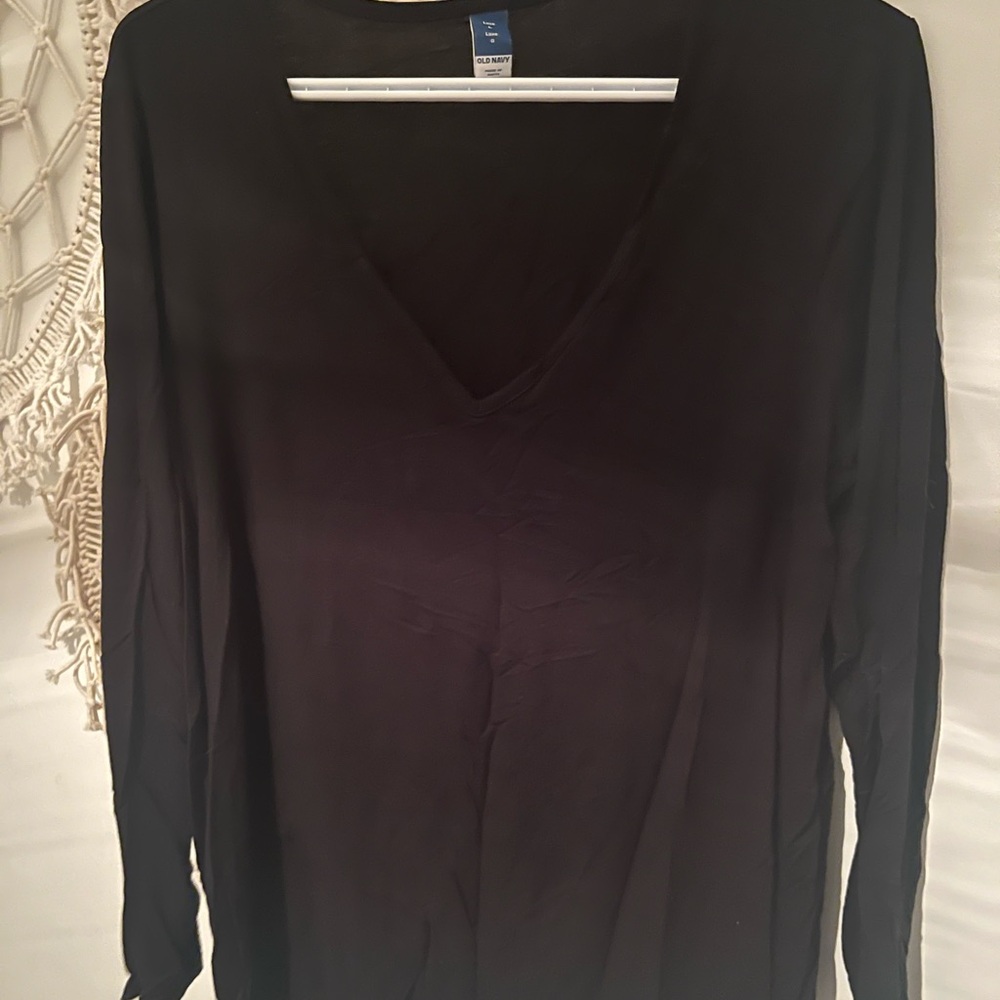 Old Navy Black Long Sleeve V-Neck Top